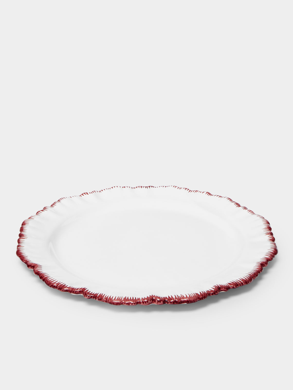 Combed Edge Hand-Painted Ceramic Dinner Plates – 10in/26cm (Set of 4)