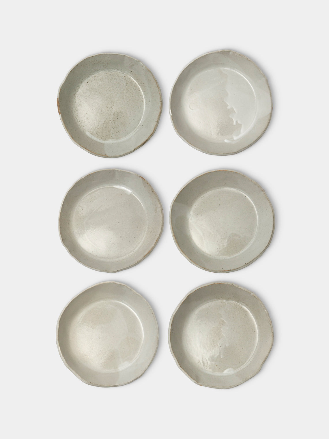 Estudio Vernís - Wood-Fired Stoneware Deep Dinner Plates 8in/21cm (Set of 6) - White - ABASK