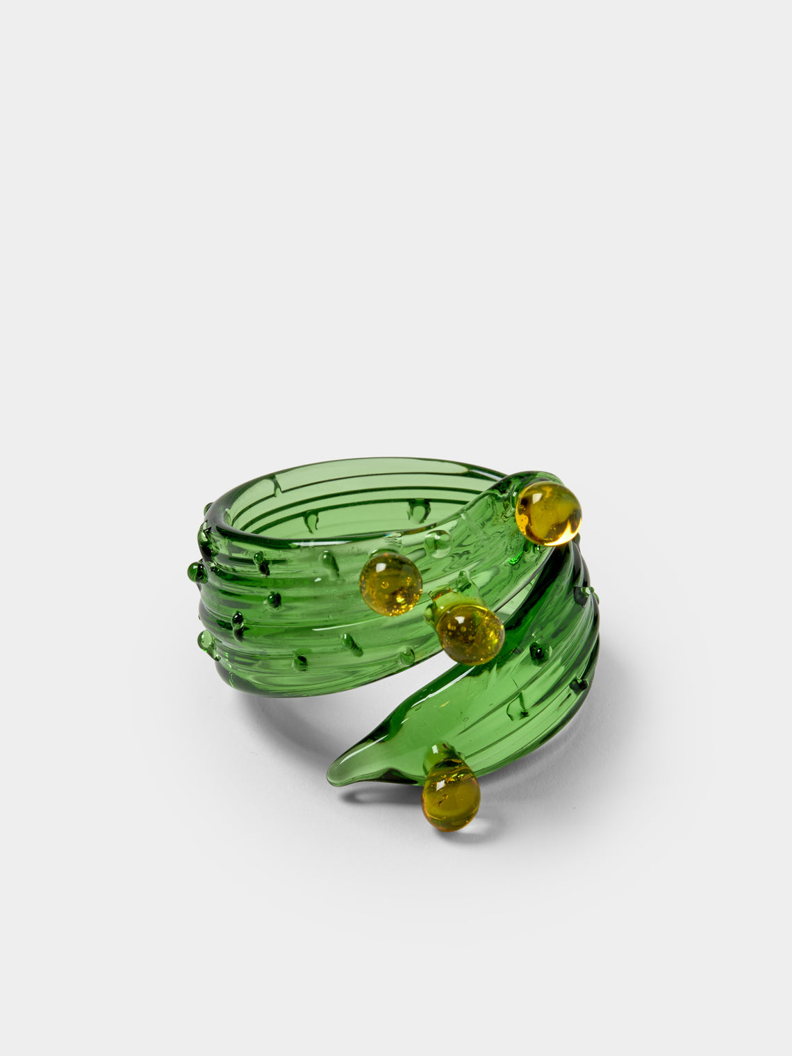 Casarialto - | Set of 6 | Cacti Hand-Blown Glass Napkin Rings - Green - ABASK