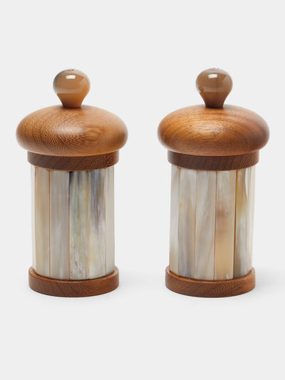 Lorenzi Milano - Zebu Horn and Iroko Salt and Pepper Mills (Set of 2) - Cream - ABASK - 