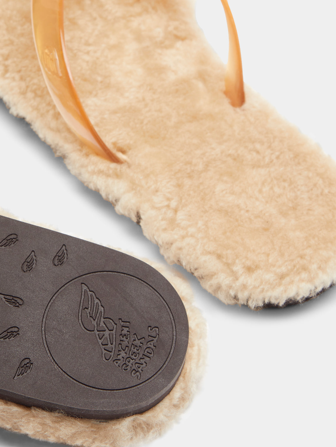 Ancient Greek Sandals - Shearling Saionara Slippers | Size: 40 - Cream - ABASK