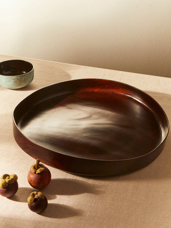 Suk Keun Kang - Hamji Ottchil Wood Low Bowl - Brown - ABASK