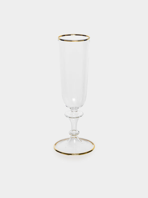 Alya Tannous - | Set of 6 | Vienna Glass Champagne Flutes - Clear - ABASK - 