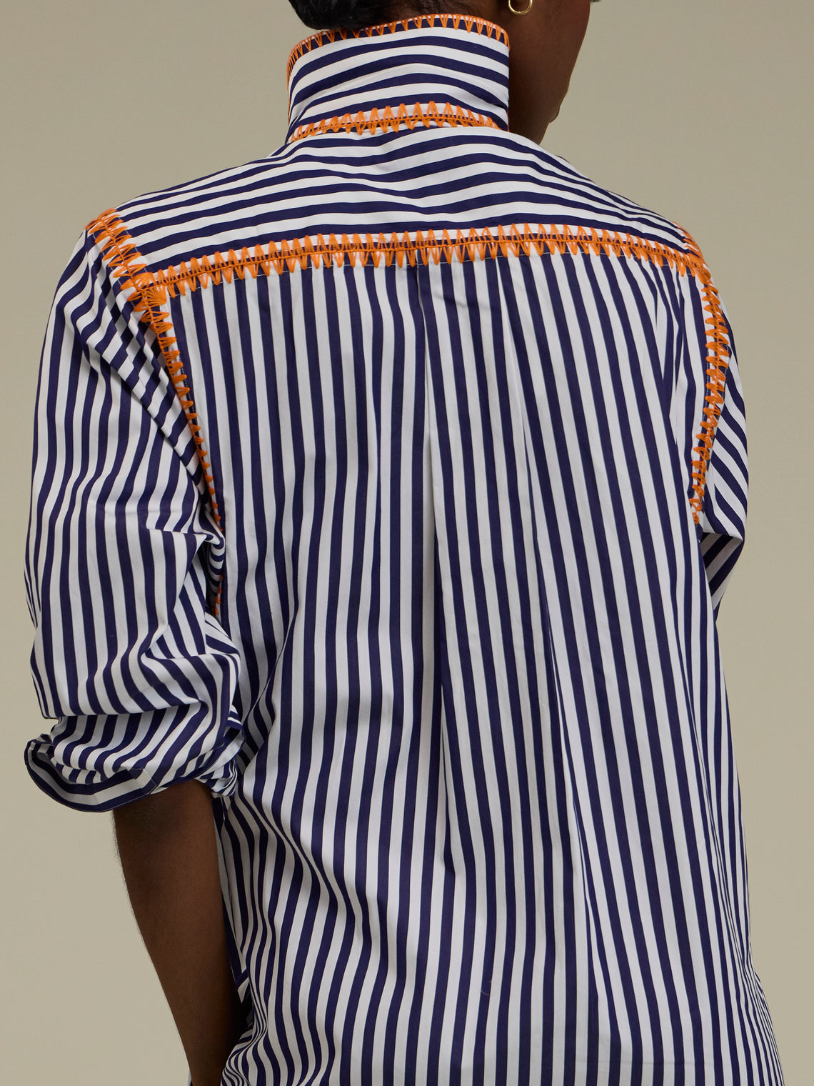 Sebline - Marocaine Hand-Embroidered Cotton Chemise Robe - Blue - ABASK