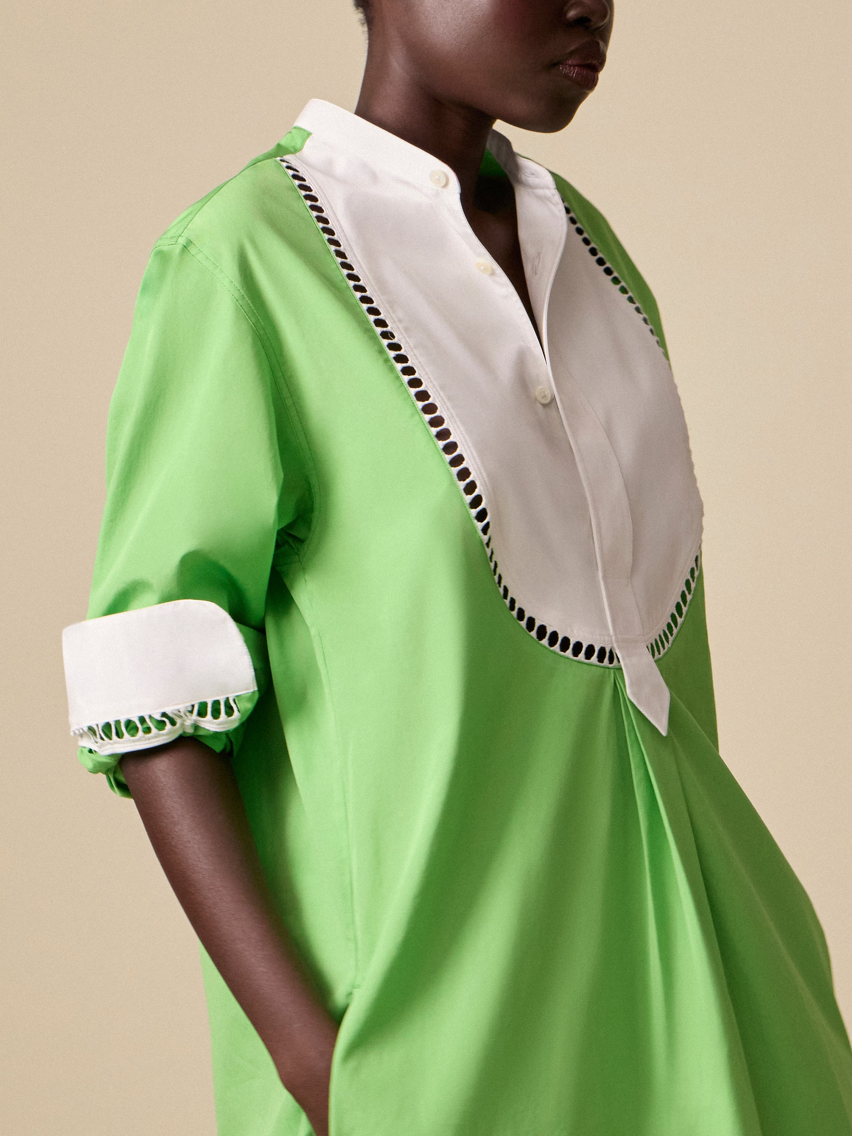Green Women's Painter's Cotton Smock Dress by Sebline