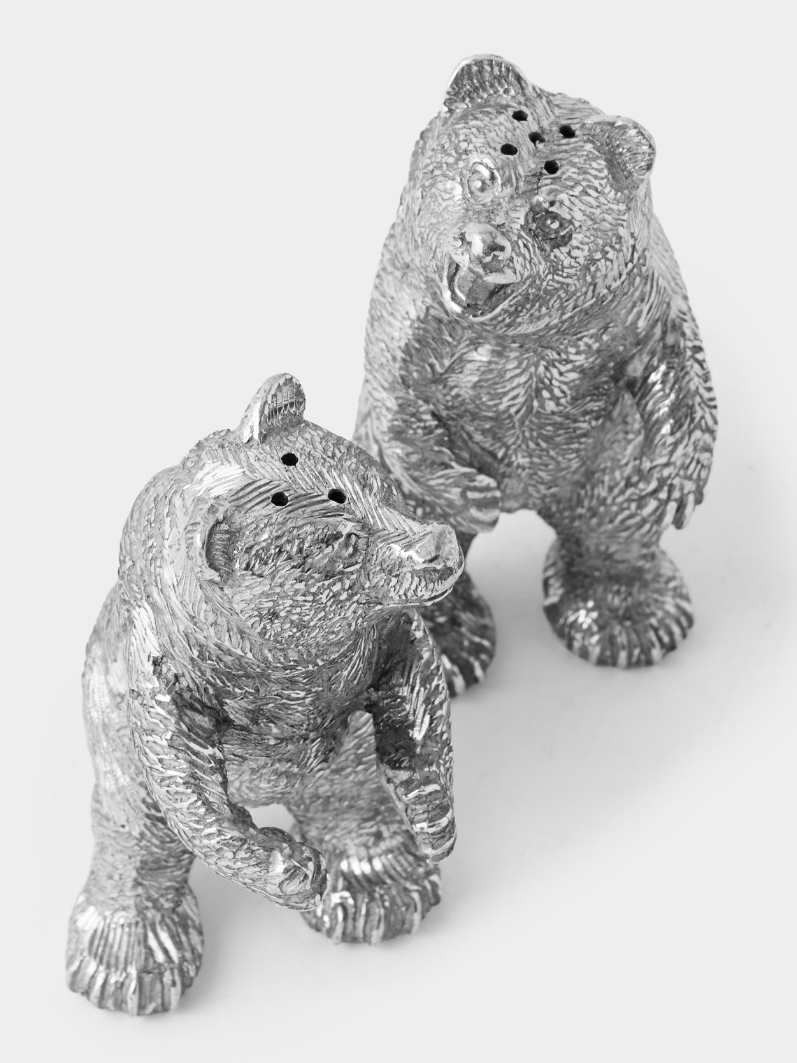 Au Bain Marie - | Set of 2 | Bear Pewter Salt and Pepper Shakers - Silver - ABASK