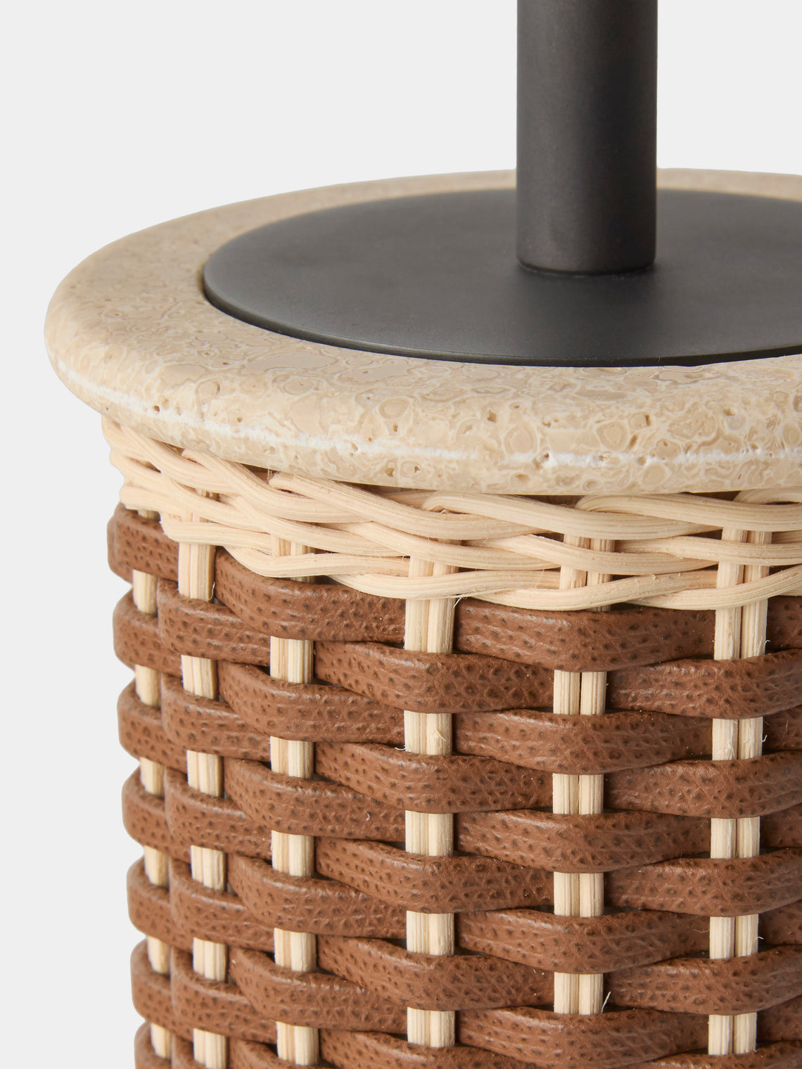Pigment France - Courbet Leather and Rattan Toilet Brush - Brown - ABASK