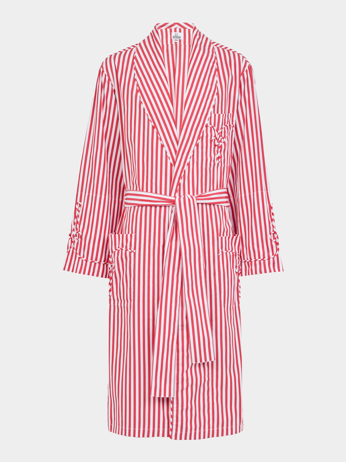 Sebline - Frogging Hand-Embroidered Cotton Robe - Red - ABASK - 