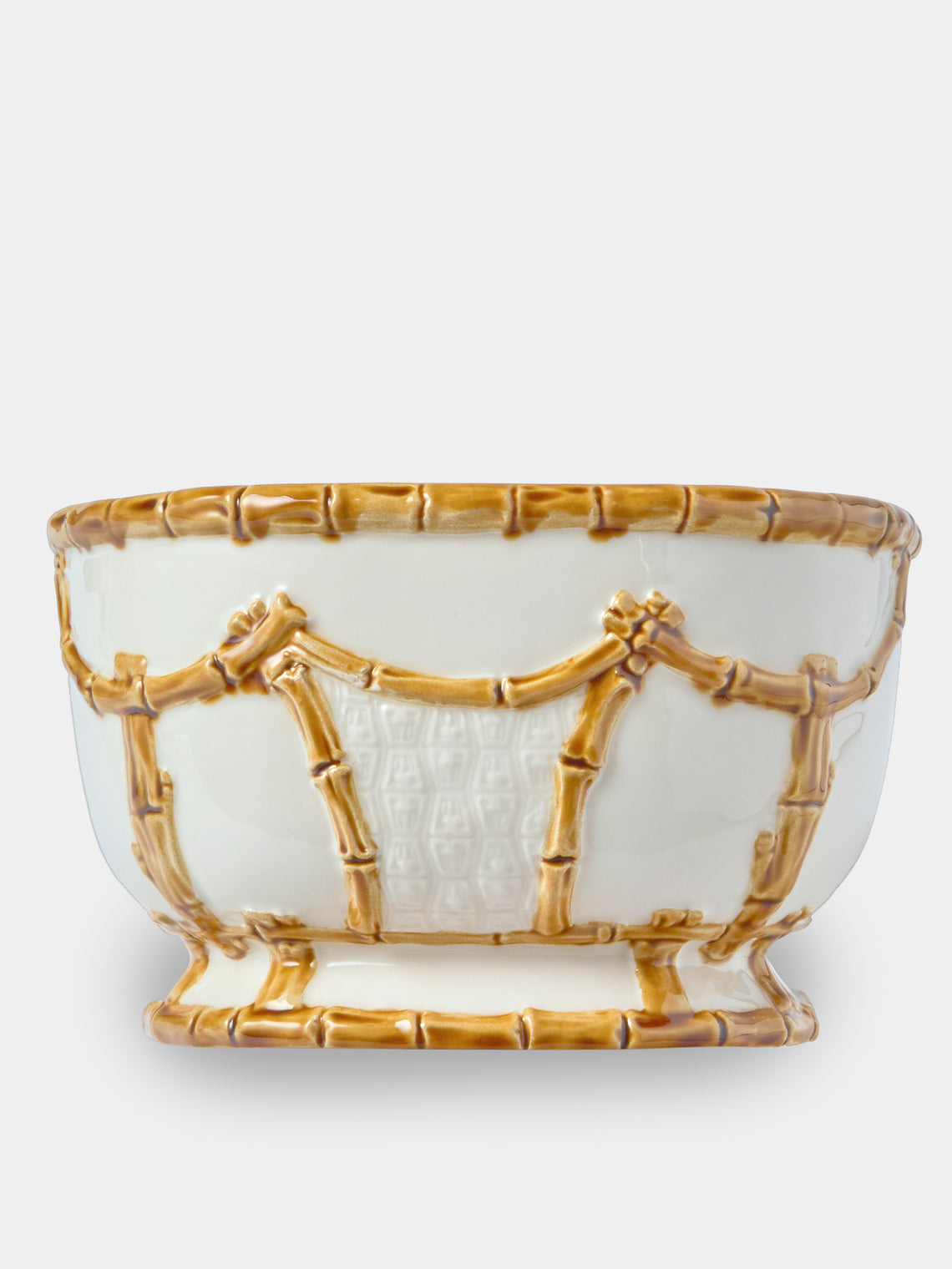 Verdolini - Bamboo Hand-Painted Ceramic Deep Serving Dish - White - ABASK