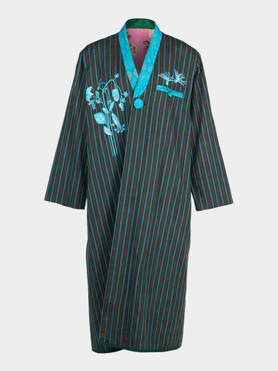 Nazzy Beglari - Hand-Loomed Ikat Cotton Reversible Chapan-Style Robe | One Size - Multiple - ABASK - 