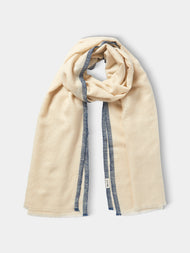Me & K - Cashmere Border-Stripe Scarf - Ivory - ABASK - 
