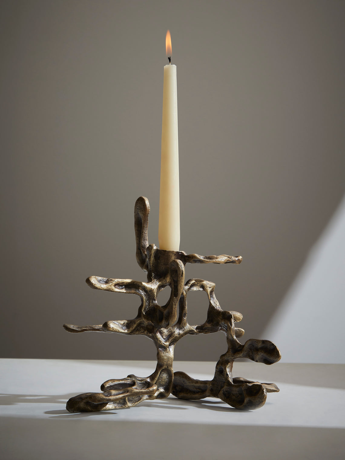 Viya - Harappa Brass Small Candle Holder - Bronze - ABASK