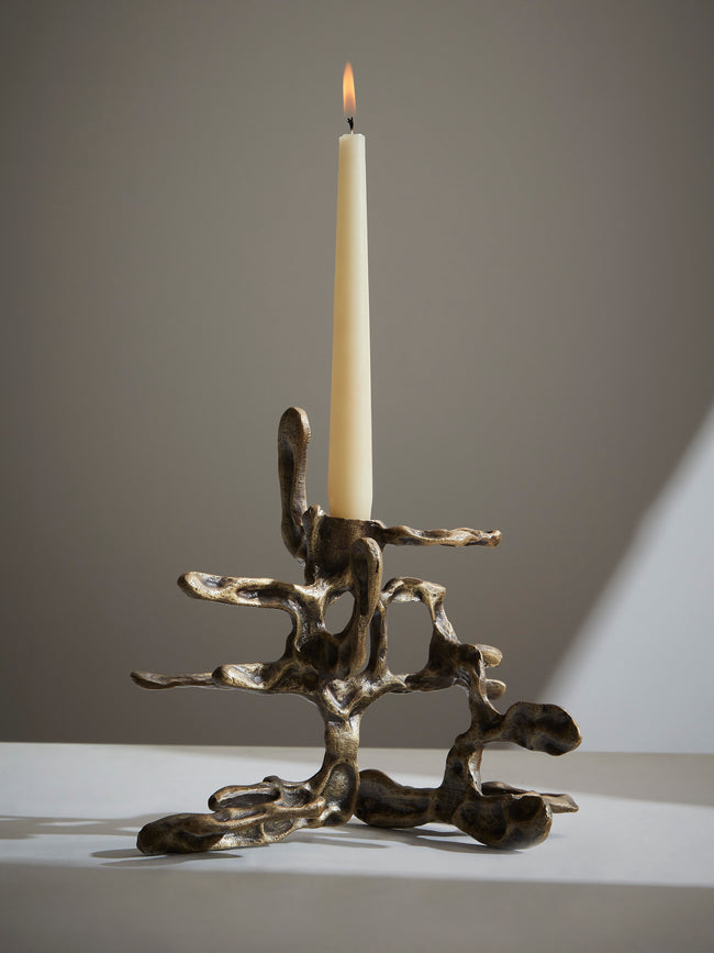 Viya - Harappa Brass Small Candle Holder - Bronze - ABASK