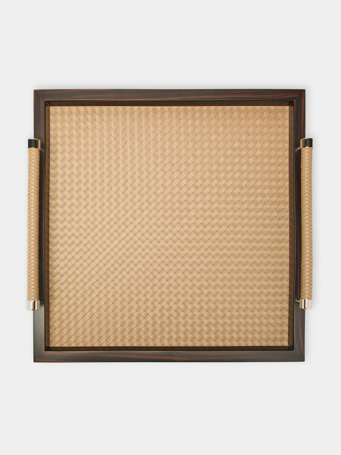 Riviere - Diana Ebony and Woven Leather Tray (18in/46cm) - Brown - ABASK - 