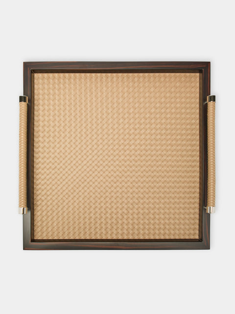 Riviere - Diana Ebony and Woven Leather Tray (18in/46cm) - Brown - ABASK - 
