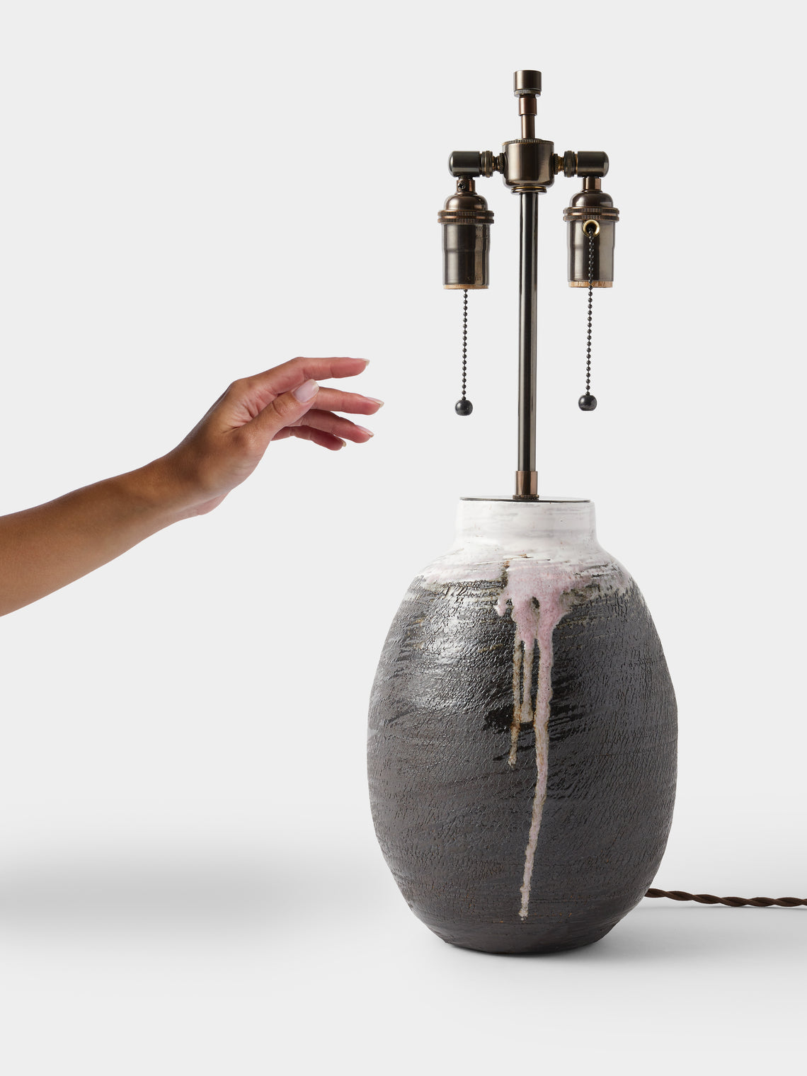 Peter Speliopoulos Projects - Hand-Glazed Stoneware Table Lamp - Gray - ABASK