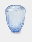 Micheluzzi Glass - Goccia Bluino Bamboo Hand-Blown Murano Glass Vase (9.5in/24cm) - Blue - ABASK - 