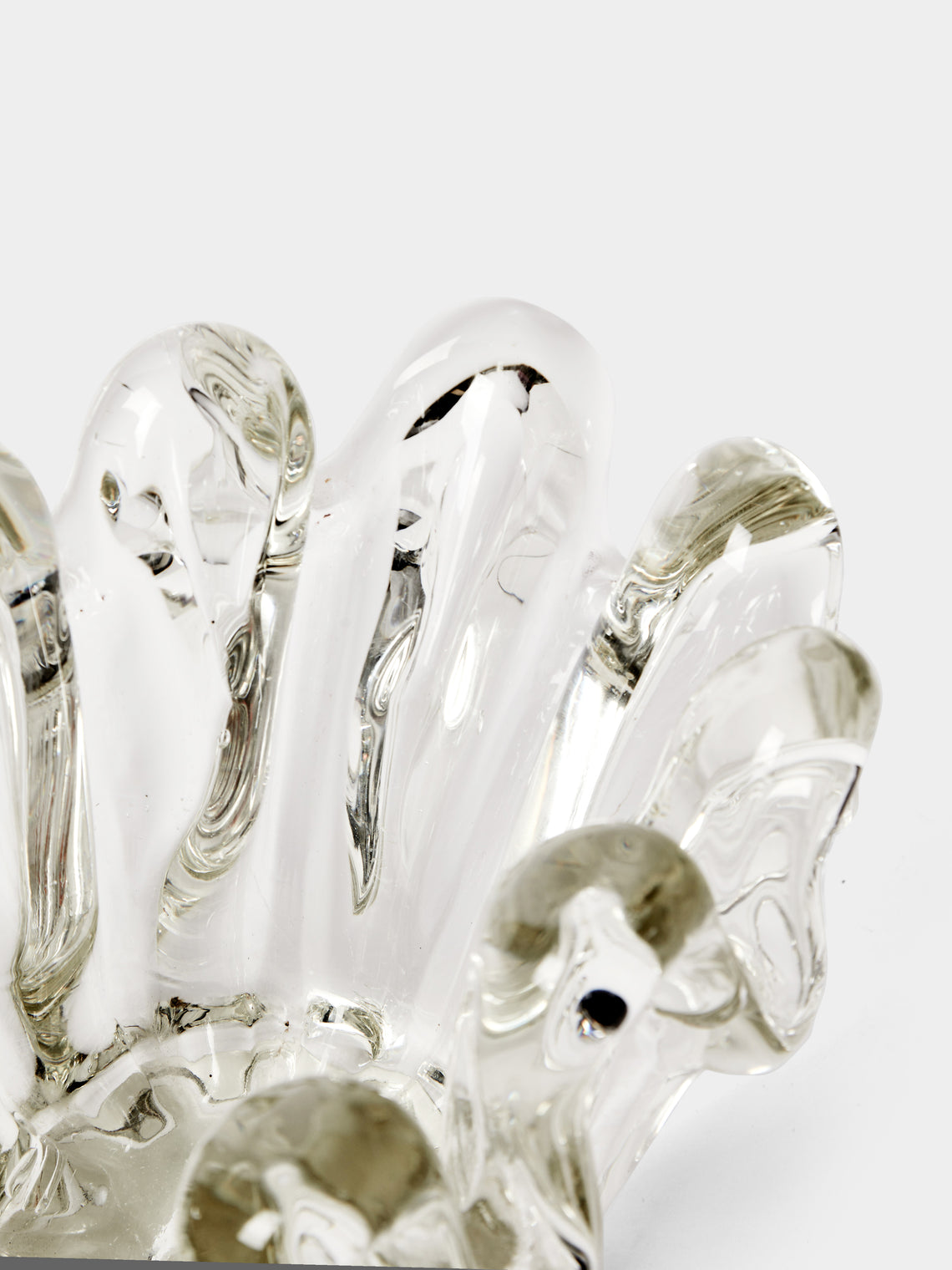 Antique and Vintage - Mid-Century Ercole Barovier Shell Murano Glass Vase (9.5in/24cm) - Clear - ABASK