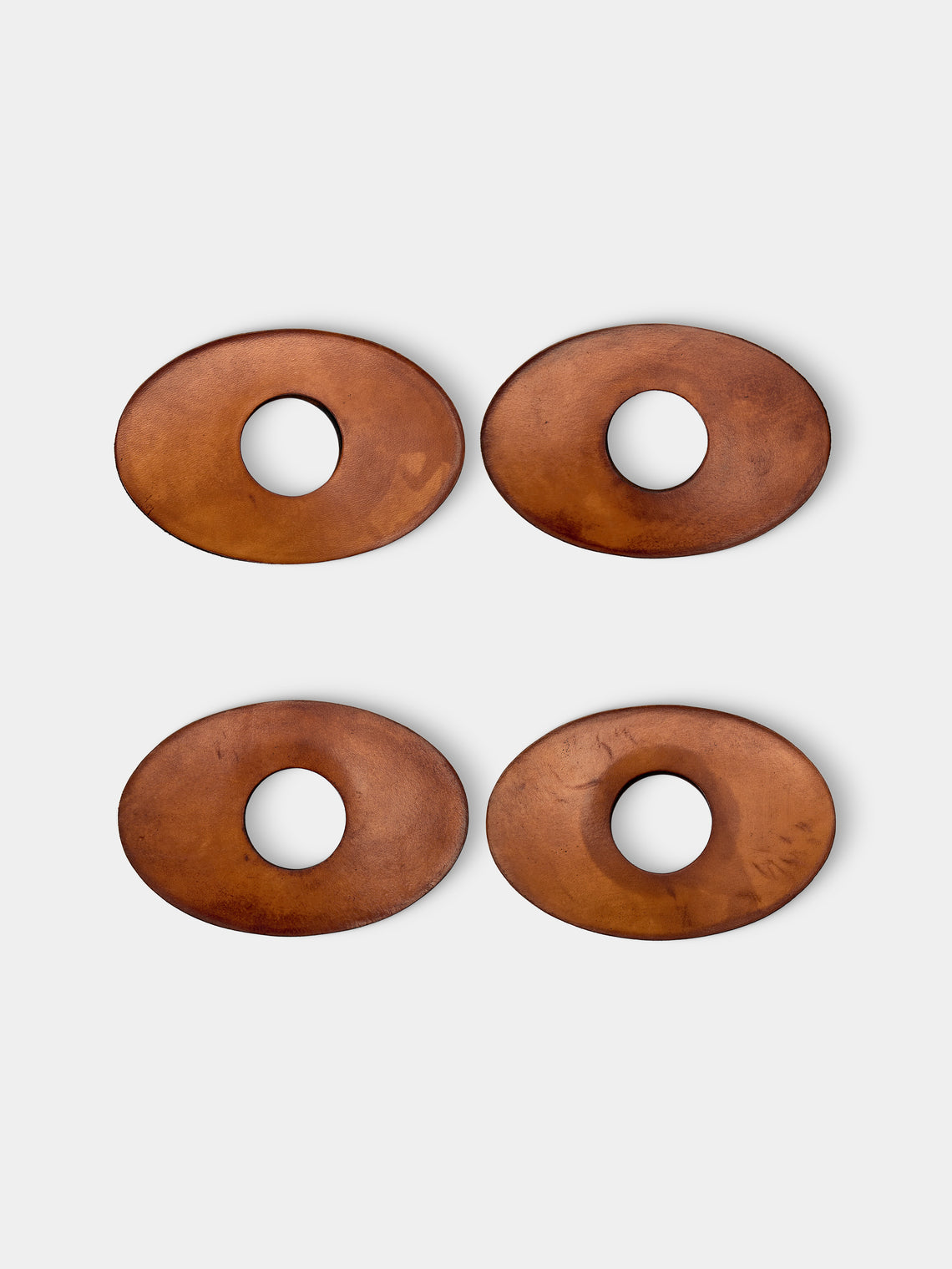 Peter Speliopoulos Projects - Hand-Stained Leather Napkin Rings (Set of 4) - Tan - ABASK