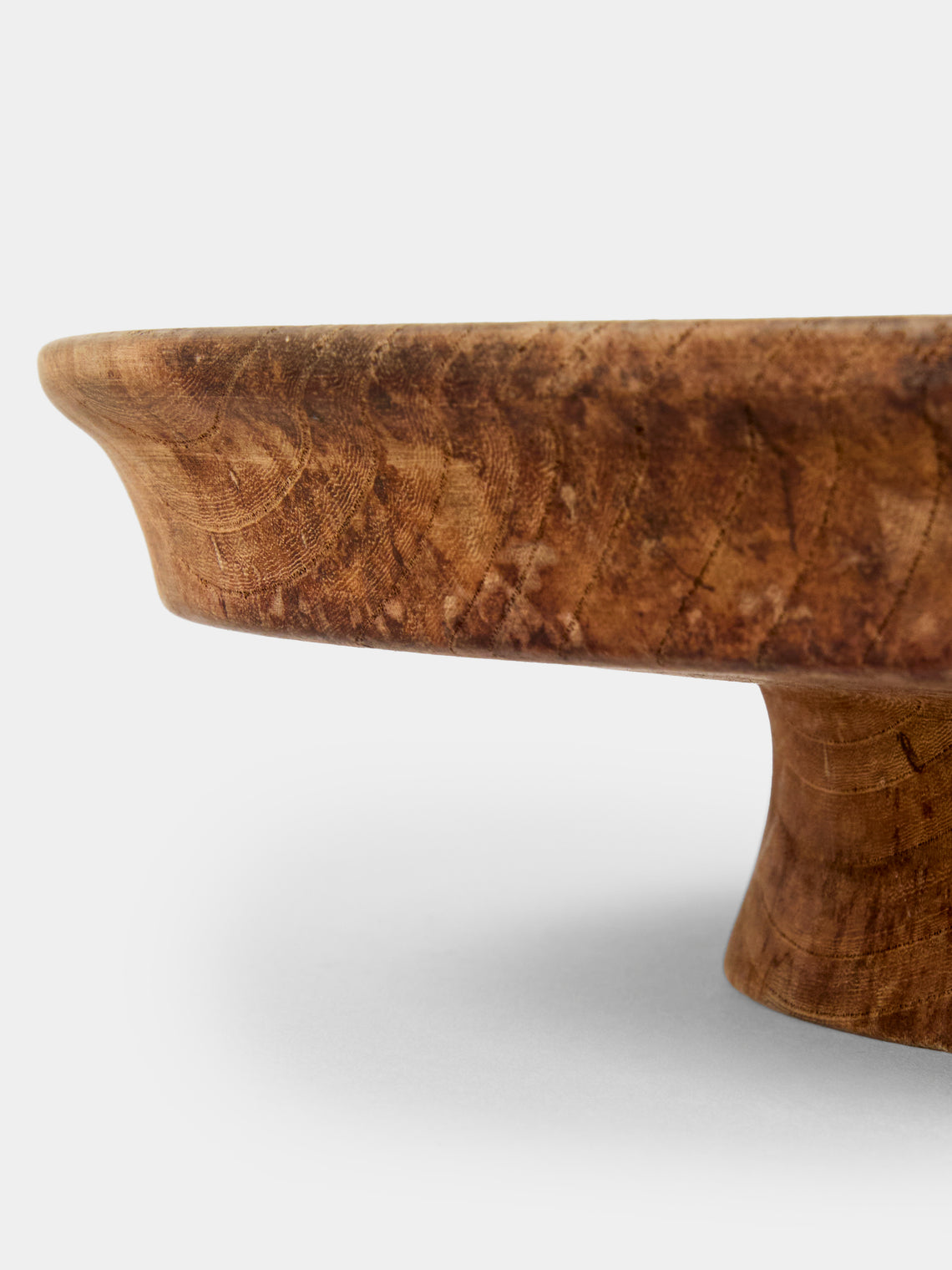 Iida Woodturning - Hand-Turned Earth-Finish Zelkova Wood Tray (15in/38.5cm) - Brown - ABASK