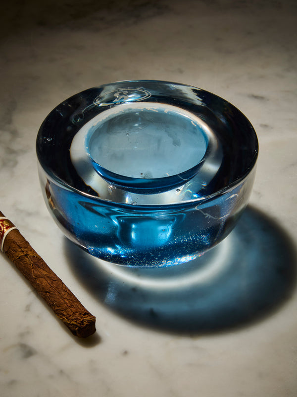 Antique and Vintage - 1960s Murano Glass Ashtray - Blue - ABASK
