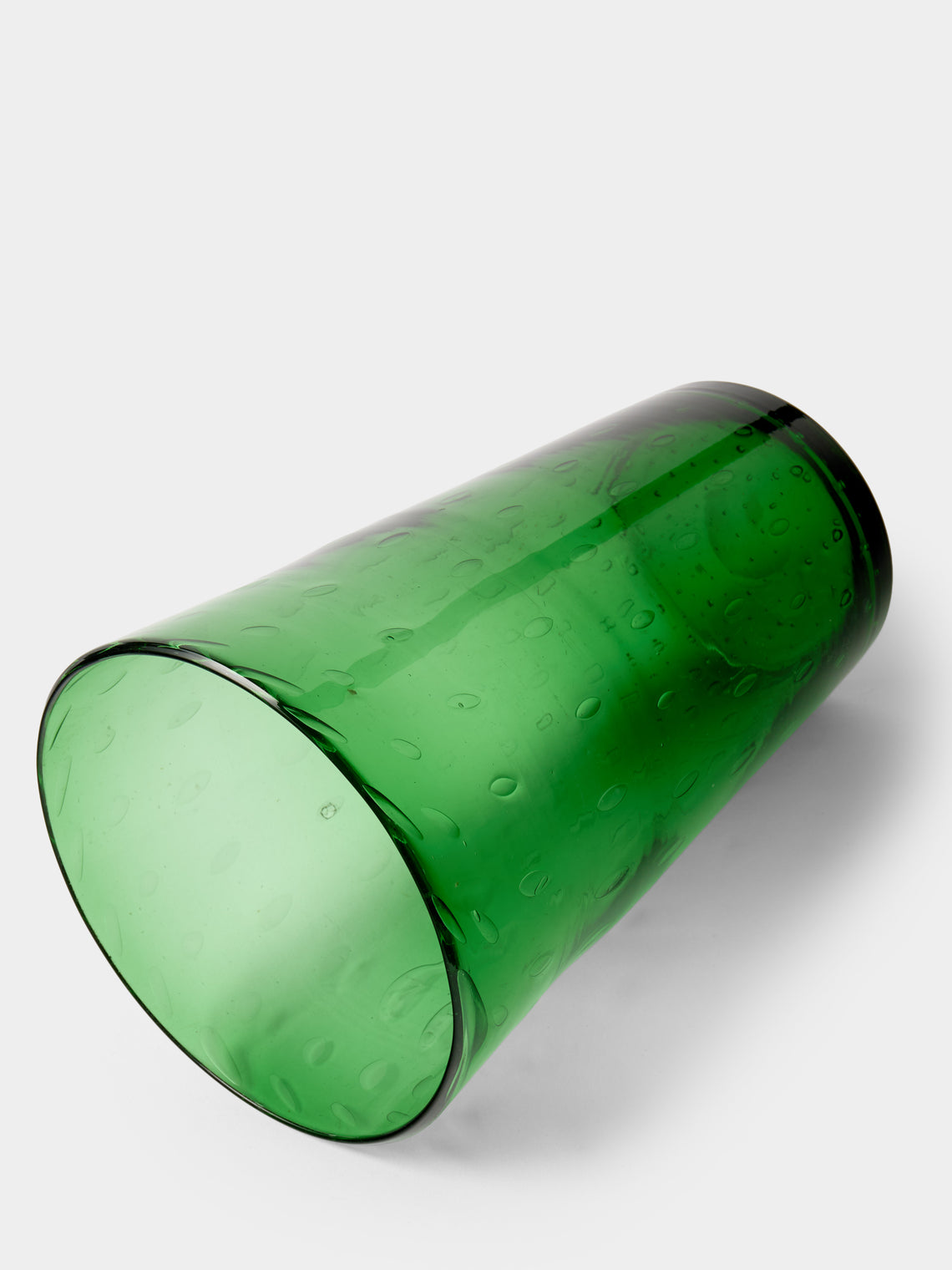 Antique and Vintage - 1980s Bullicante Glass Vase (10in/26cm) - Green - ABASK