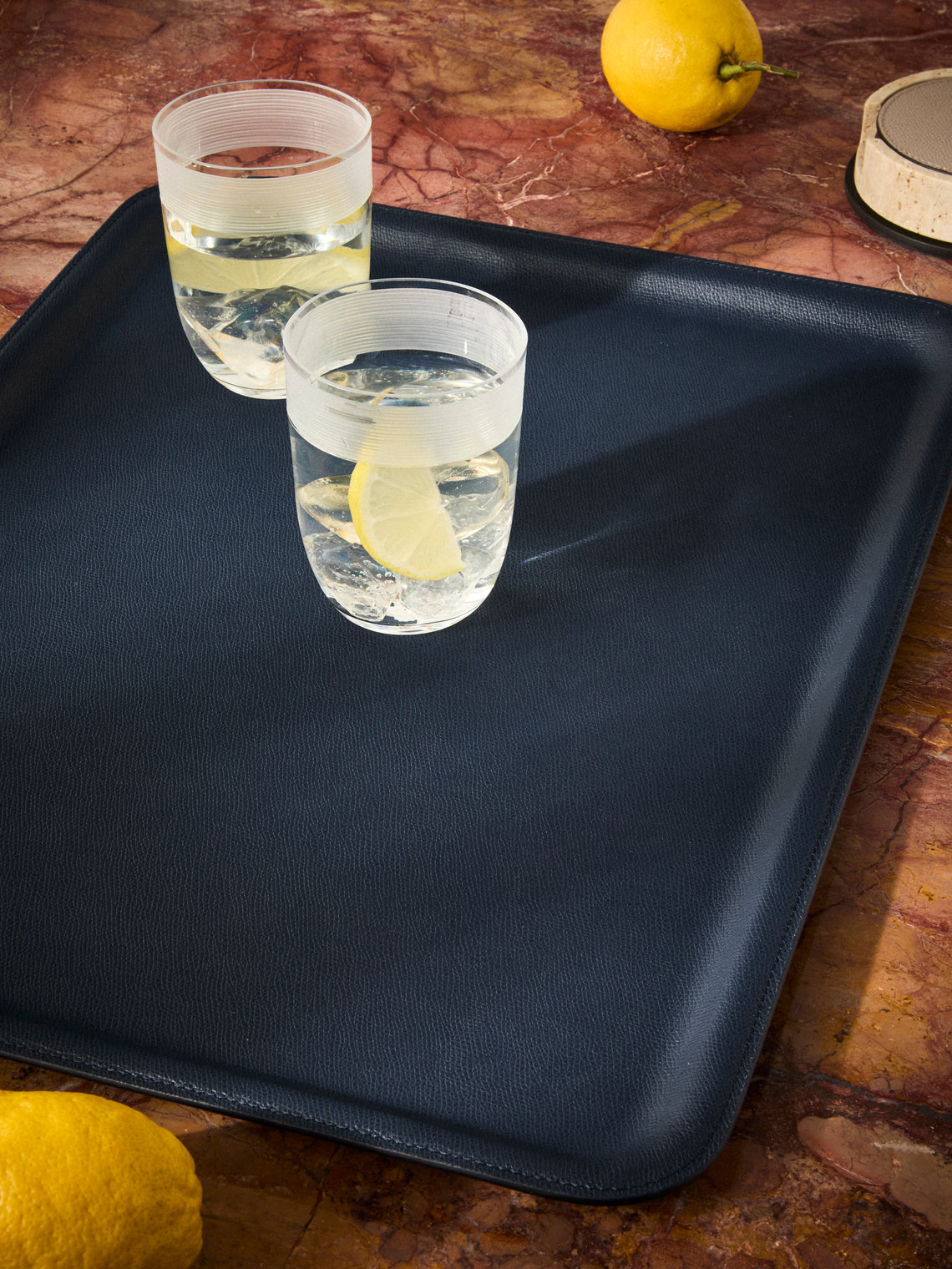 Giobagnara - Miramar Leather Tray (20in/51cm) - Blue - ABASK