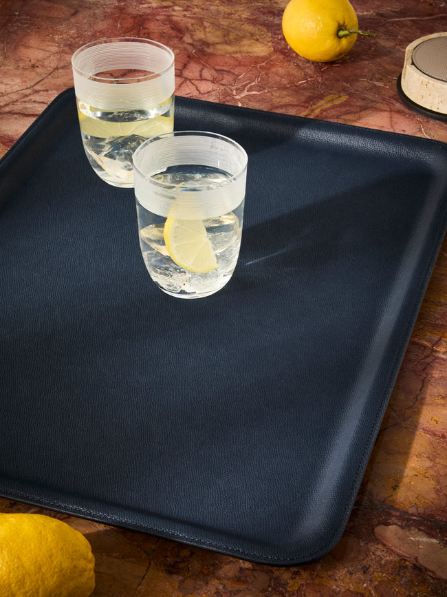 Giobagnara - Miramar Leather Tray (20in/51cm) - Blue - ABASK