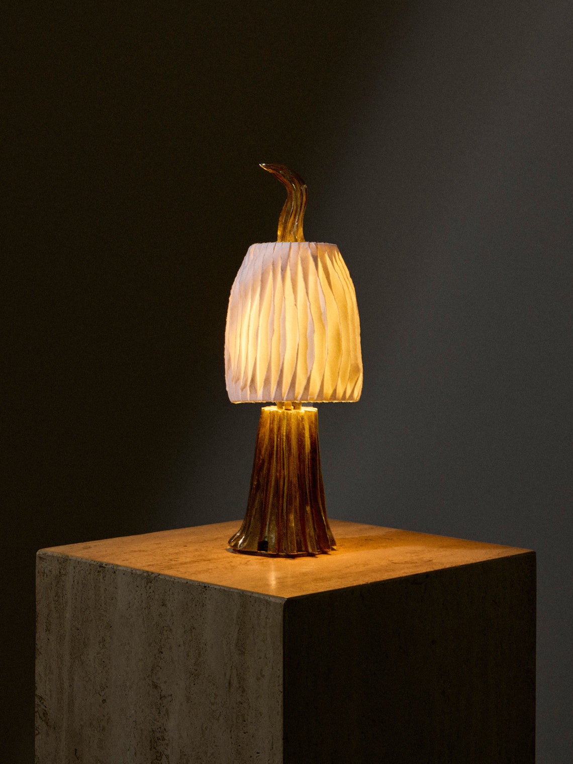 Studio Palatin - Surculus Hand-Cast Bronze and Hosho Paper Mini Portable Table Lamp - Bronze - ABASK