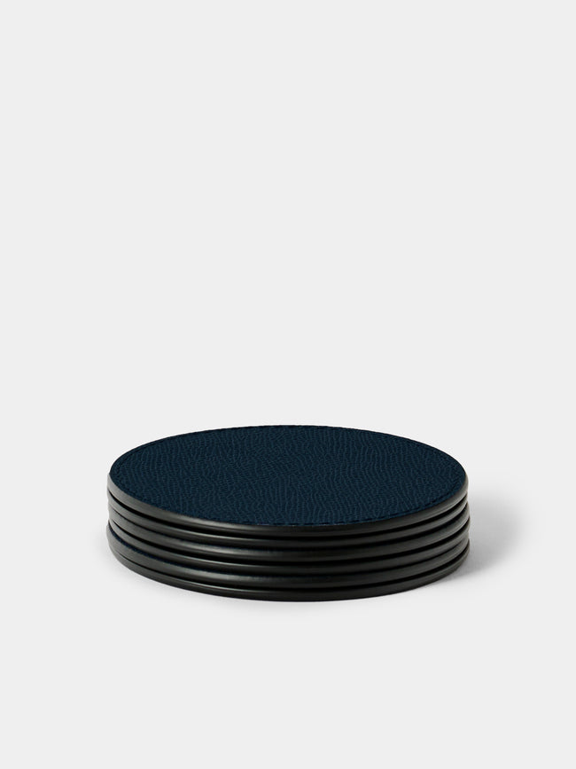 Giobagnara - Tao Leather Coasters (Set of 6) - Navy - ABASK - 
