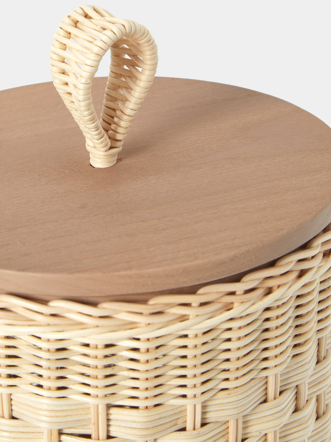 Mila Maurizi - Perla Handwoven Wicker and Wood Lidded Container - Natural - ABASK