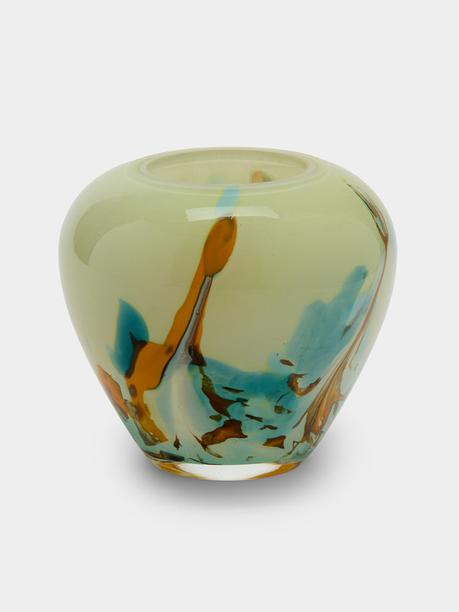 Antique and Vintage - 1950s French Glass Vase (6in/16cm) - Yellow - ABASK - 