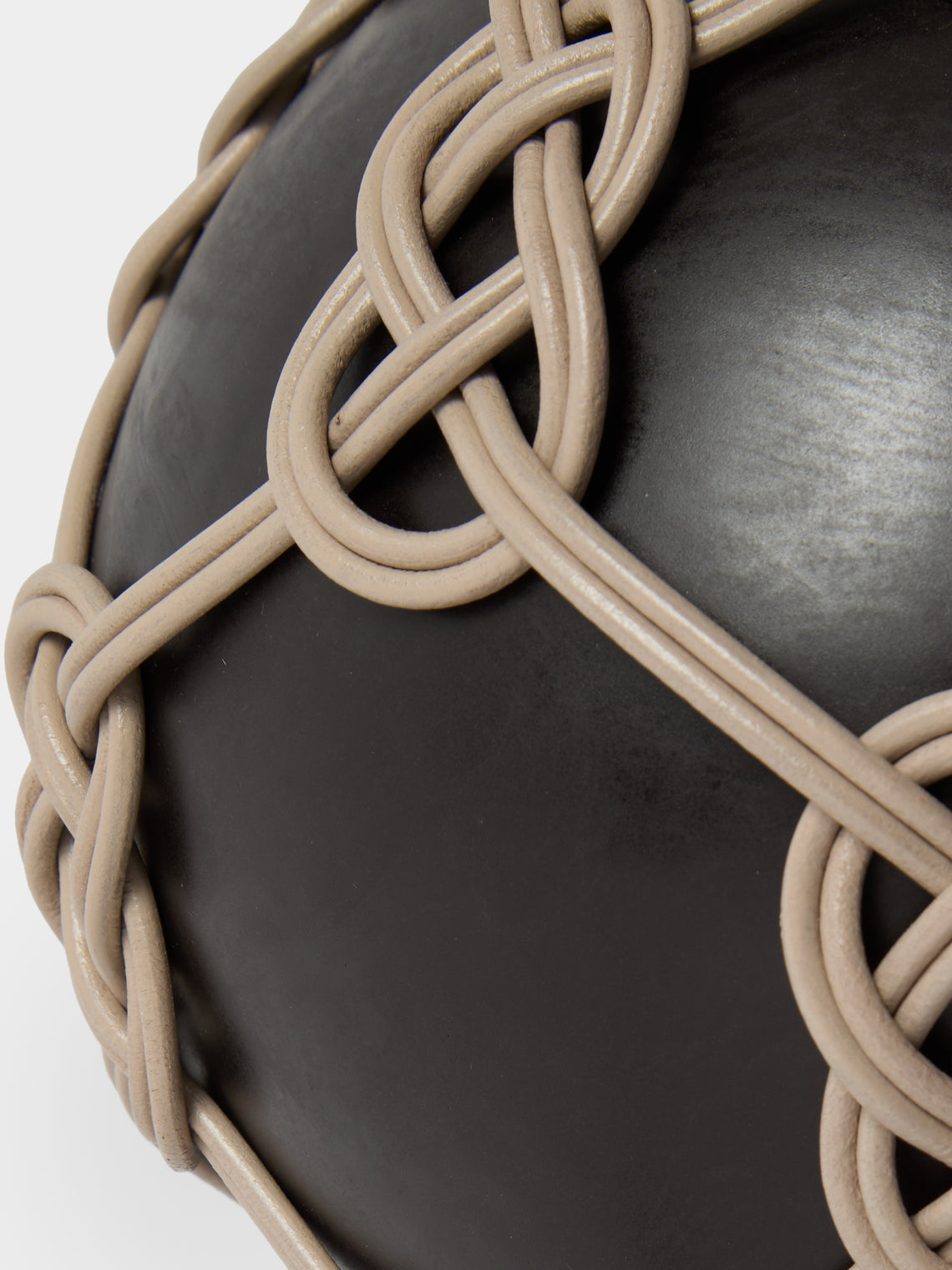 Aimee Betts - Orb Earthenware and Leather Table Lamp - Black - ABASK