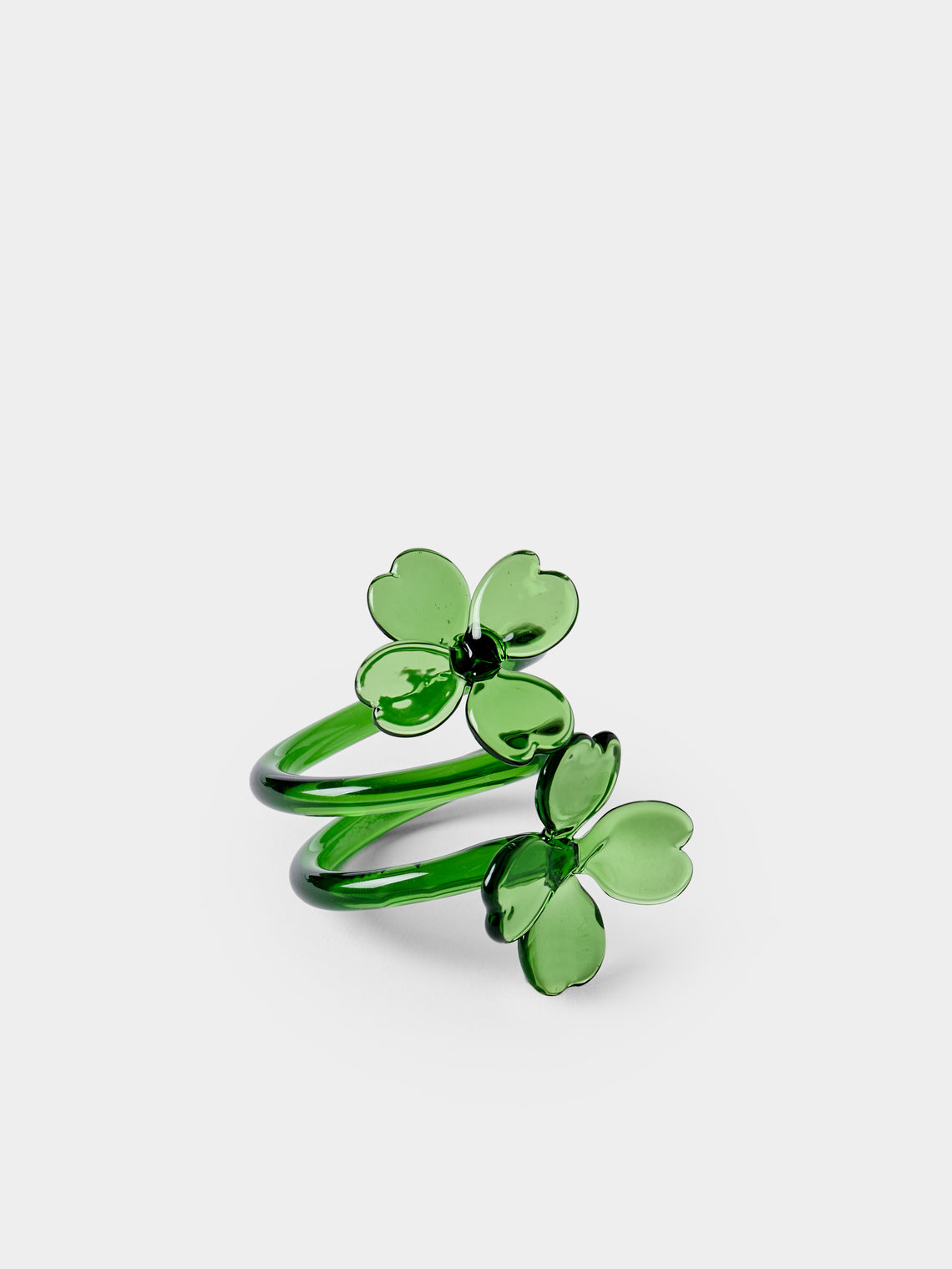Casarialto - | Set of 6 | Nature Fortuna Hand-Blown Glass Napkin Rings - Green - ABASK