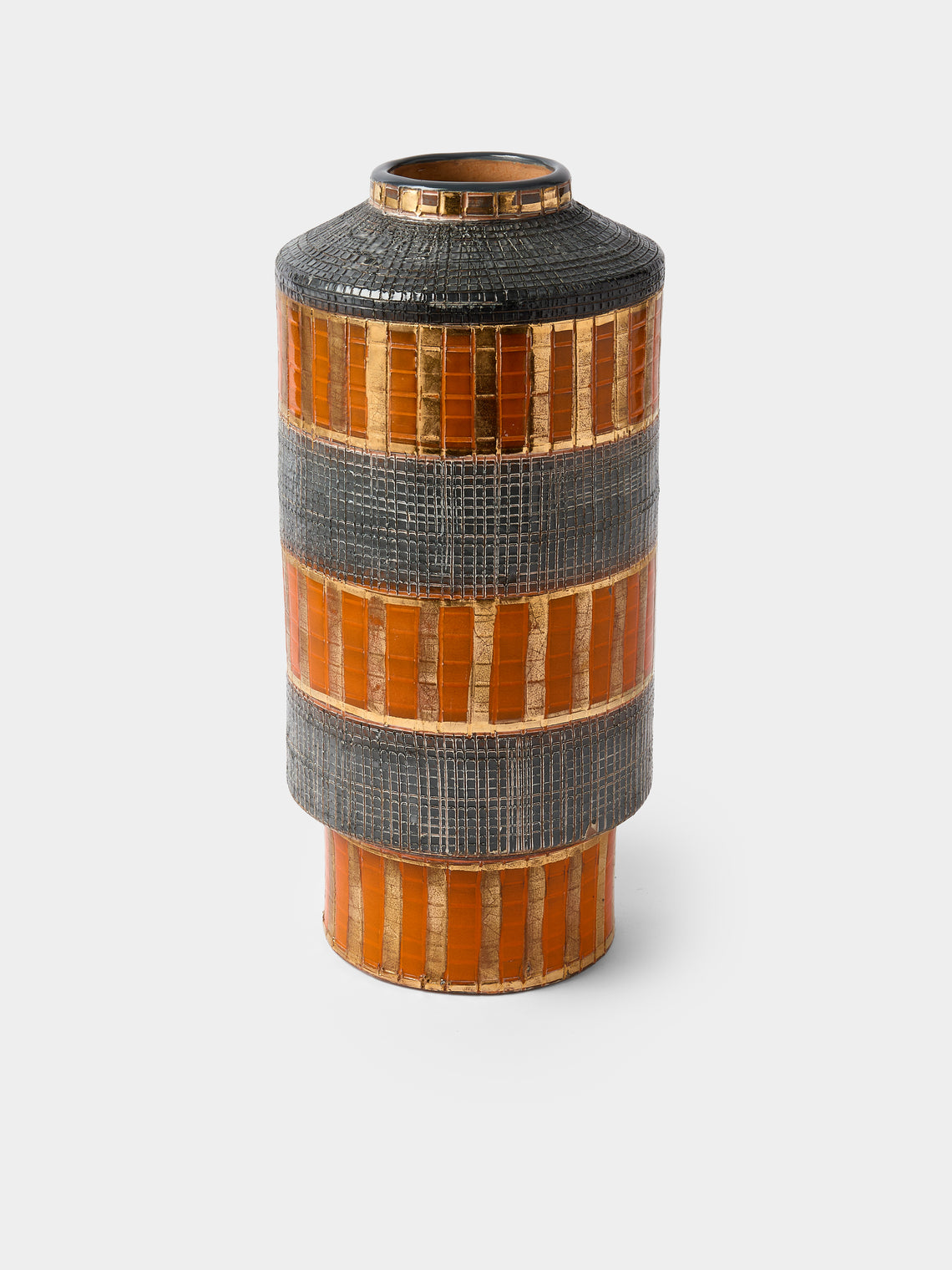 Antique and Vintage - Mid-Century Bitossi Ceramiche Ceramic Vase (13in/33cm) - Orange - ABASK - 