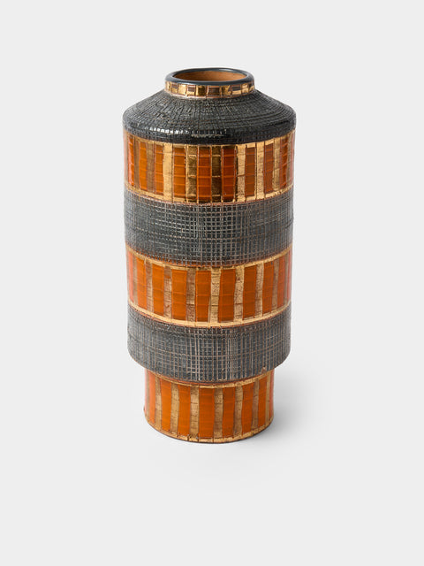 Antique and Vintage - Mid-Century Bitossi Ceramiche Ceramic Vase (13in/33cm) - Orange - ABASK - 