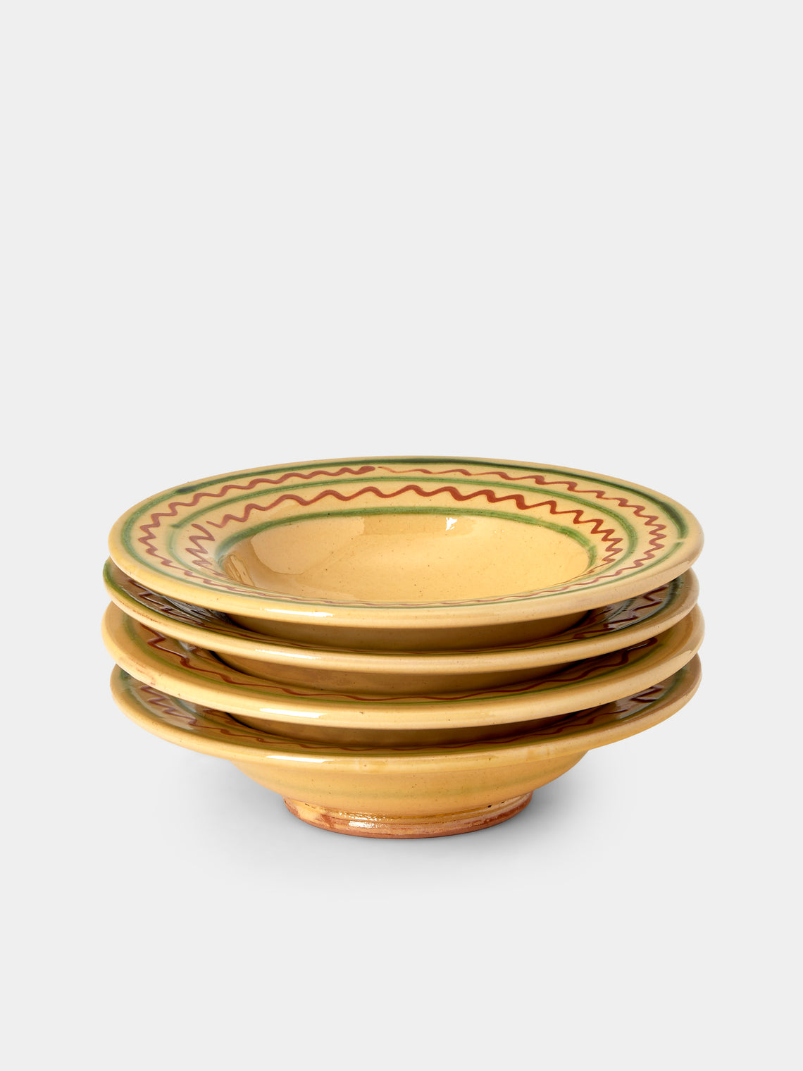 Poterie de Cliousclat - Hand-Painted Slipware Small Bowls (Set of 4) - Beige - ABASK