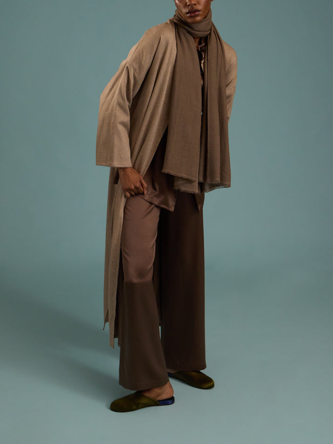 Denis Colomb - Kiri Cashmere Scarf (78.5in/2m) - Brown - ABASK