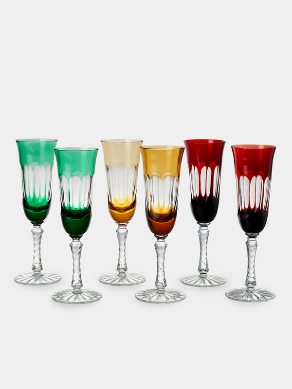 Antique and Vintage - 1980s Bohemian Crystal Champagne Flutes (Set of 6) - Multiple - ABASK