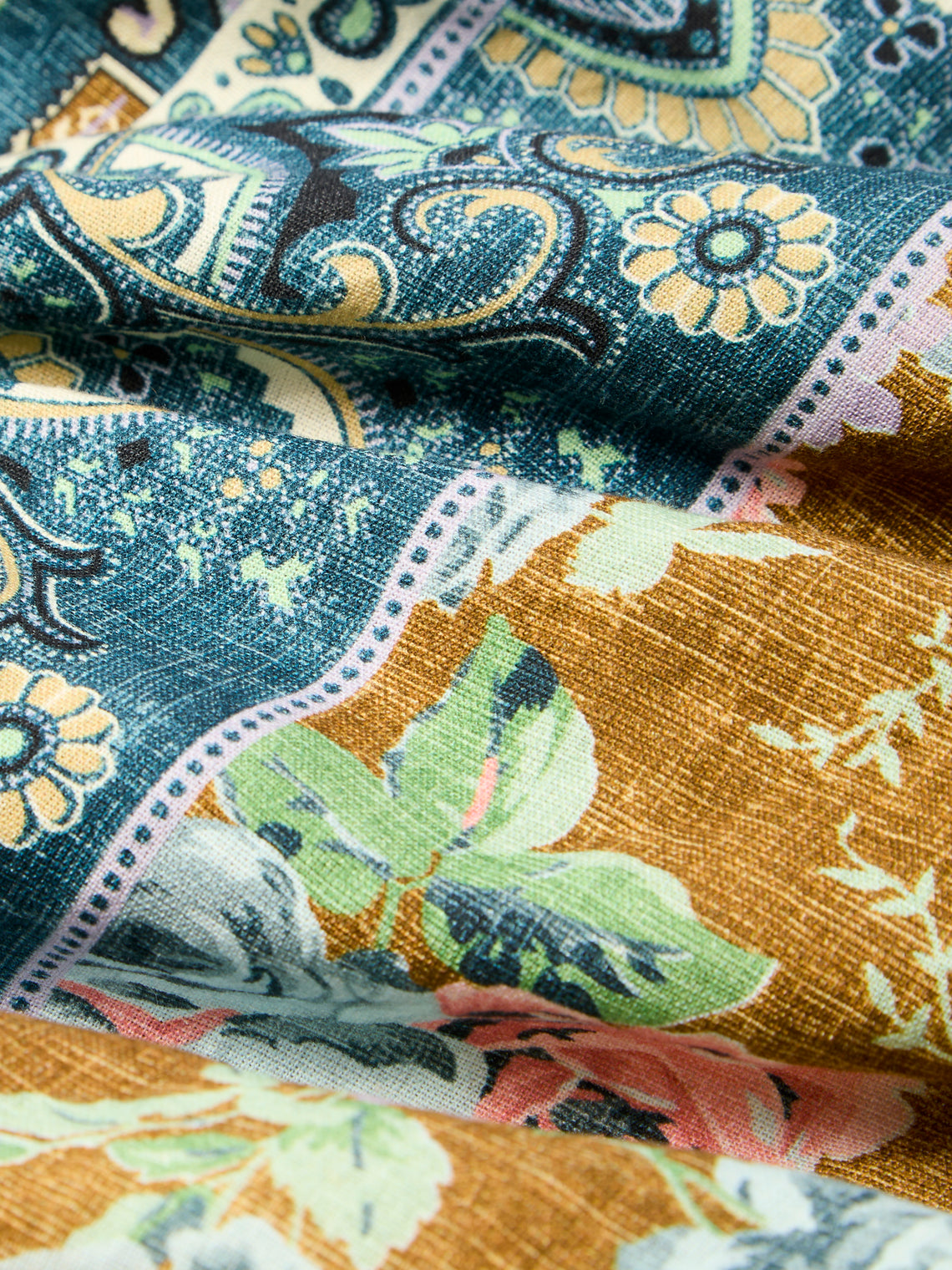 D'Ascoli - Marley Printed Linen Round Tablecloth (118in/3m) - Multiple - ABASK