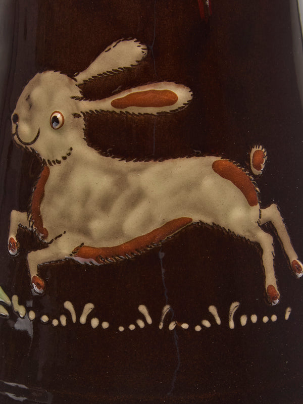 Poterie d’Évires - Flowers Hand-Painted Ceramic Milk Jug - Dark brown - ABASK