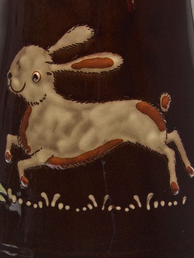 Poterie d’Évires - Flowers Hand-Painted Ceramic Milk Jug - Dark brown - ABASK