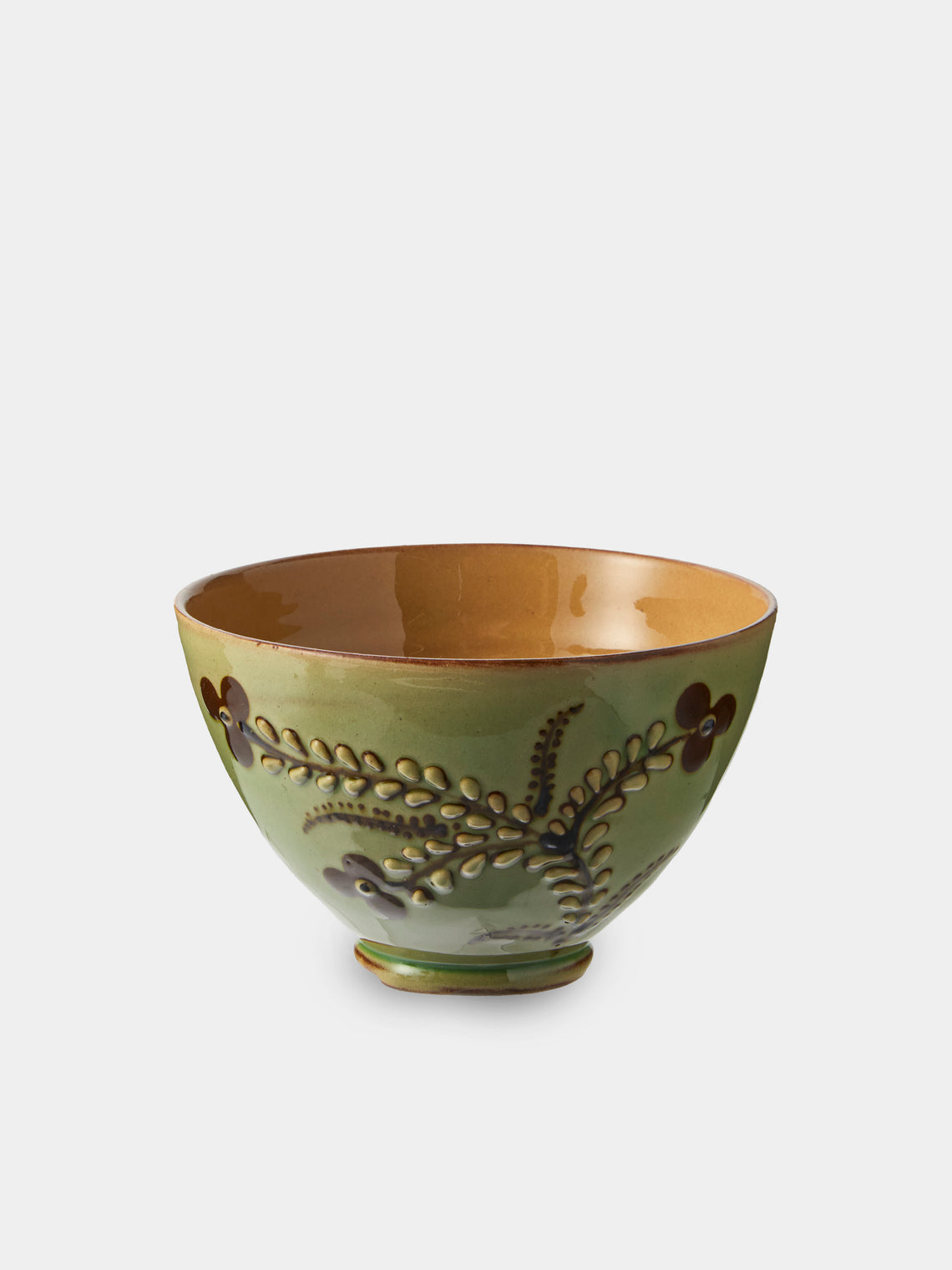 Poterie d’Évires - Flowers Hand-Painted Ceramic Small Bowls (Set of 4) - Green - ABASK
