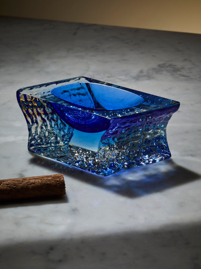Antique and Vintage - 1930s Campanella MCM Murano Glass Ashtray - Blue - ABASK