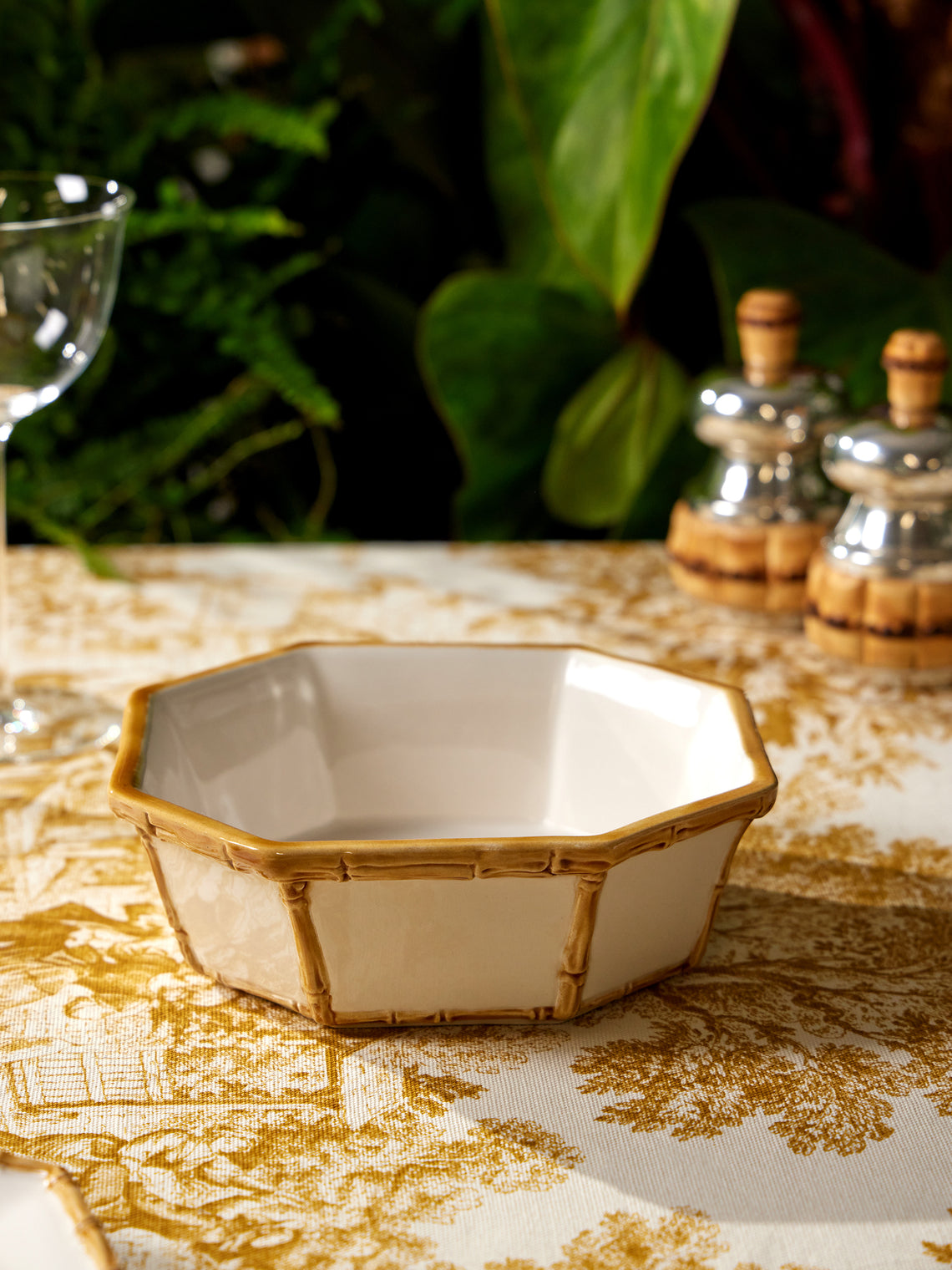 Verdolini - Bamboo Hand-Painted Ceramic Cereal Bowl - White - ABASK