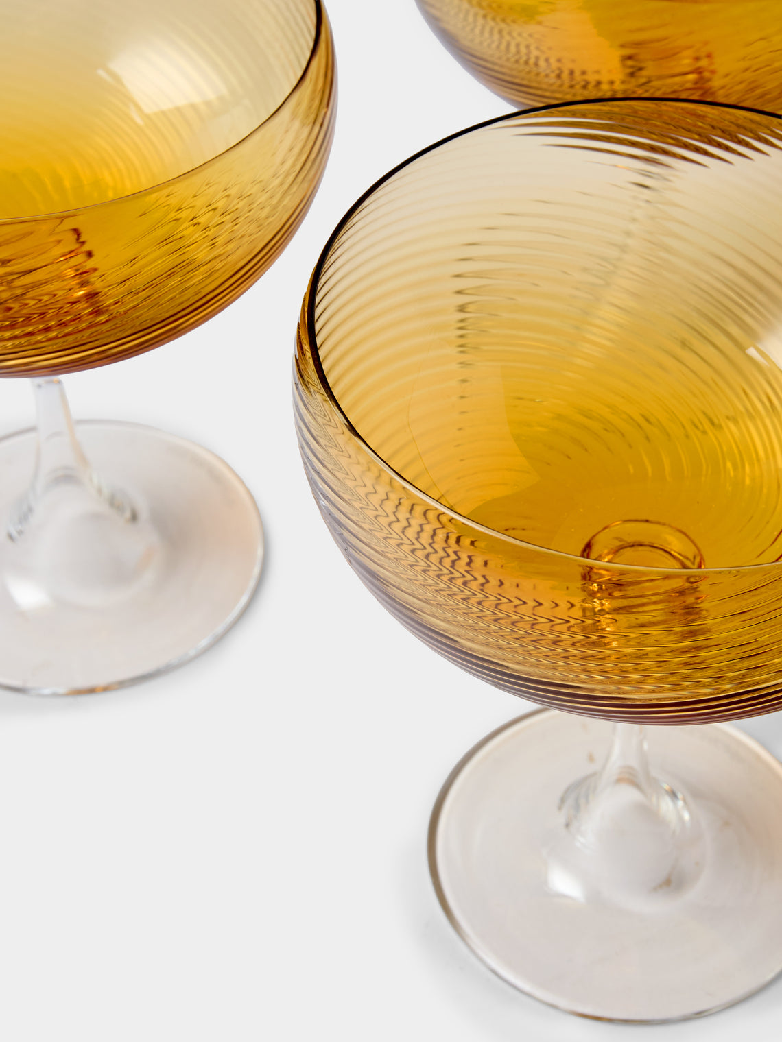 NasonMoretti - | Set of 6 | Twisted Soraya Hand-Blown Murano Glass Champagne Coupes - Yellow - ABASK
