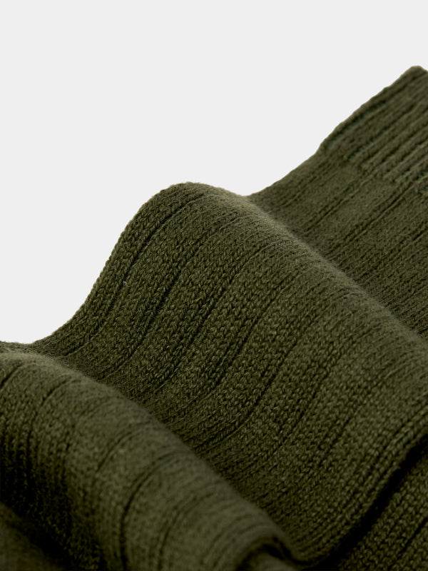 Maria La Rosa - Women's Ribbed Cashmere Socks | One Size - Khaki - ABASK
