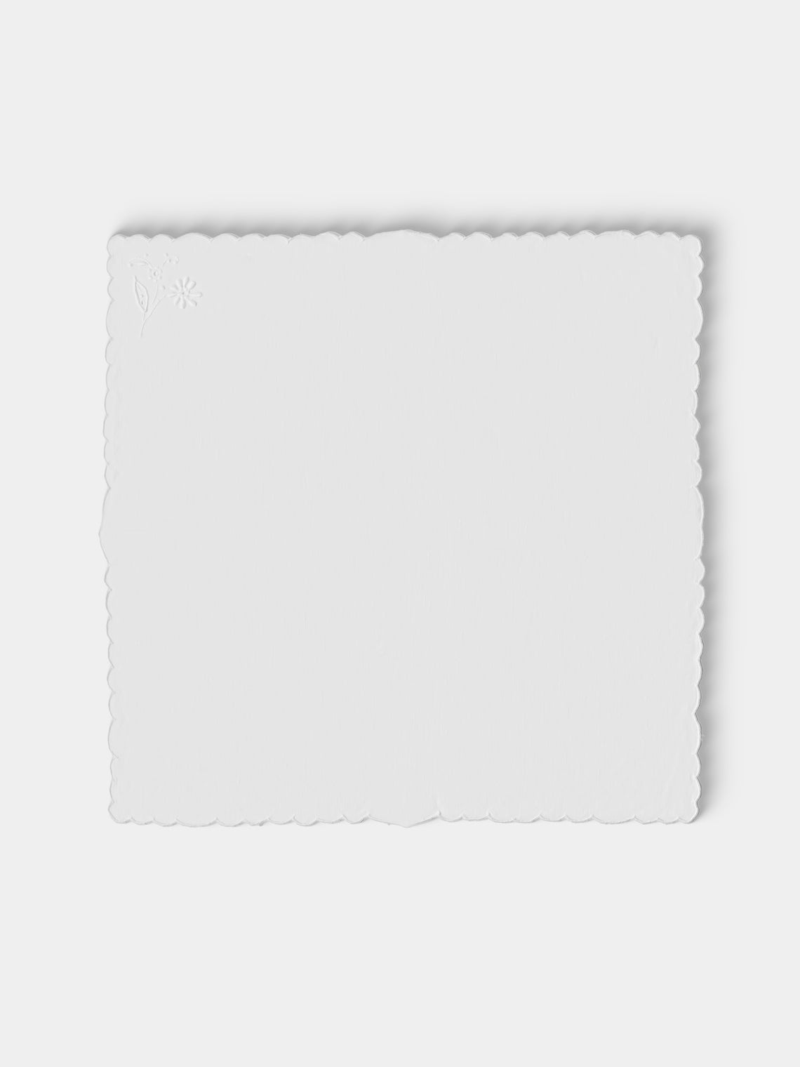 Taf Firenze - | Set of 12 | Floral Openwork Hand-Embroidered Linen Tablecloth and Napkins - White - ABASK