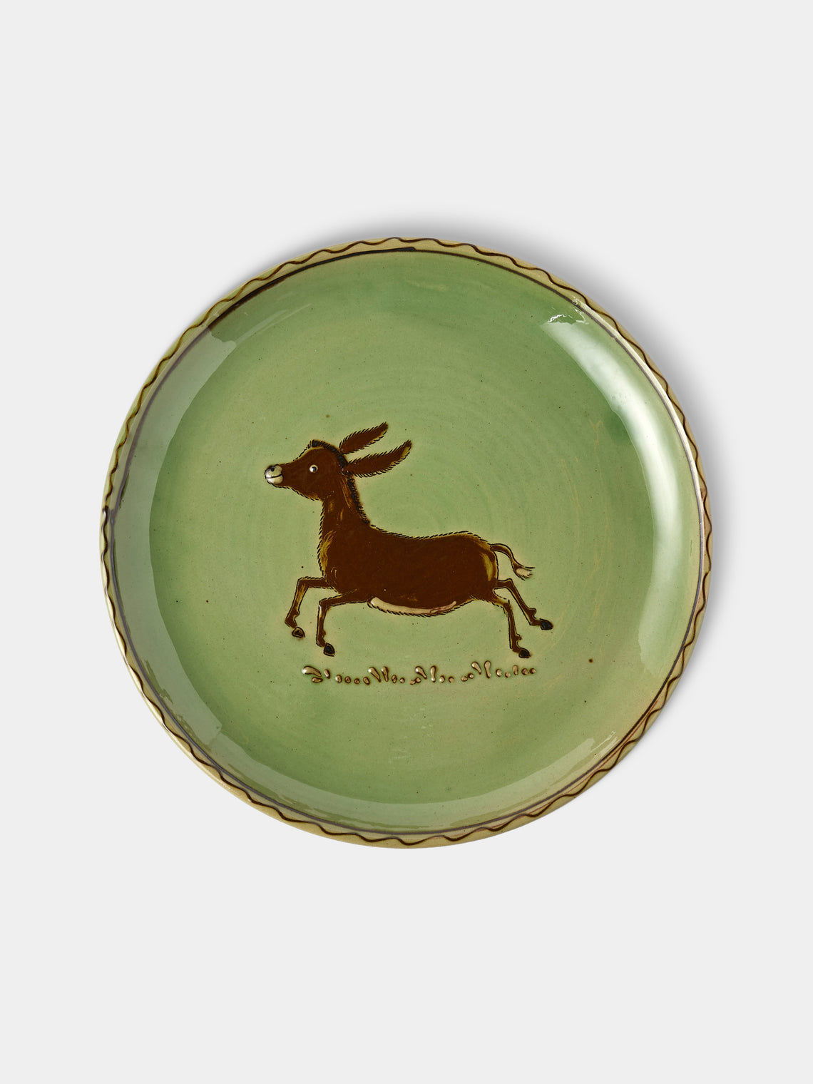 Poterie d’Évires - Animals Hand-Painted Ceramic Plates – 9.5in/24cm (Set of 8) - Green - ABASK