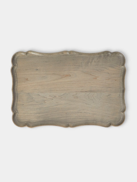 Ifuji - Mignon Hand-Carved Wood Tray (14in/36cm) - Brown - ABASK - 